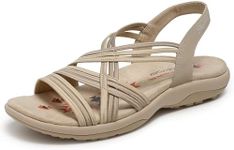 Skechers Reggae Slim - Simply Stretchy Hands Free Slip-ins Women's Sports Sandal, Natural Grey, 9 US