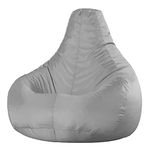 Bean Bag Bazaar Recliner Gaming Bean Bag Chair, Grey, Large Indoor Outdoor Bean Bags, Lounge or Garden, Big Adult Gaming Bean Bag Chairs with Filling Included