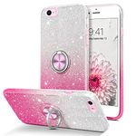 BENTOBEN iPhone 6 Case, iPhone 6s Case Glitter Shiny with Rotatable Ring Holder Ultra iPhone 6 Phone Case, iPhone 6s Phone Case Slim Crystal Clear Sparkly Soft Rubber with Magnetic Kickstand Car Mount Supported Protective Cover for iPhone 6/6s, Pink