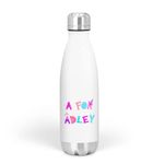 Colourful Alphabet Aluminium Water Bottle - Fun Bright Letters Online Youtuber Kids Child Adley Girl Internet Educational Learning Videos Games Merch Gift Present (White)