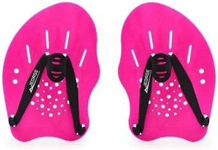 JEORGE Original Contour Swim Paddles, Swim Training Hand Paddles with Adjustable Straps, Swimming Hand Paddles for Women and Men. (Pink)