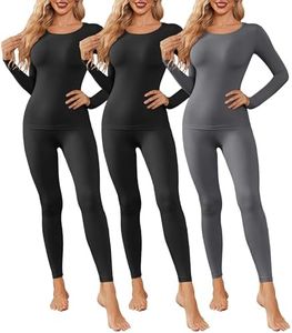 Thermal Underwear for Women Long Johns Base Layer Pajama Pants Sets 3 Pack