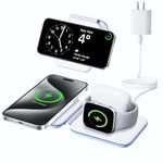 Charging Station for Apple Multiple Devices, 3 in 1 Magnetic Wireless Charger Dock for iPhone 15/14/13/12/Pro/Plus/Max, Travel Charger for Apple Watch 9/8/Ultra 2/7/6/SE/5/4/3 & AirPods 1/2/3/Pro