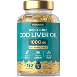 Cod Liver Oil Gelatine Free 1000mg | 120 Capsules | High Strength Supplement with Vitamin A, D and Omega 3 DHA/EPA | Suitable for Pescatarians | by Horbaach