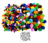 Edukit Characters Creation Pack; Pompoms and Googly Eyes; Various Sizes and Colours - Great for Children’s and Adults Crafts, for Home or Workshops