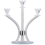 Crystal Candelabra Candle Holders for Candlesticks - 3 Arm Crystal Candelabra Candle Stick Holders - Elegant and Modern Centerpiece Table Decorations for Taper Candles & Tea Lights Candles (Clear)