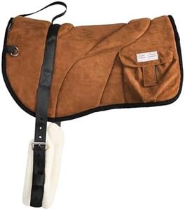 Harrison Howard Ergonomically Designed Correct Bareback Pad with Side Pockets Extra Thick Center for Maximum Support Anti-Slip Bareback Pad Comes with Matching Girth Brown