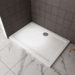 White Rectangle Shower Stone Tray Shower Enclosure Base 1200X800MM Include Waste Trap