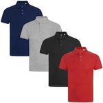 True Face Mens Polo Shirt Plain Tshirt Short Sleeve Summer Work Pique T Shirt Workwear Adult Tee Classic Casual Top Plain Set 3-4 Pack XXL