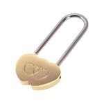 VerRich Love Lock, 3.5" 50mm Cute Mini Engraved Double Heart Padlock Wish Lock Everlasting Love for Lovers Wedding,Valentines,Anniversary,Bridge(NO Key)