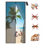 Magnetic Screen Door-Heavy Duty Mesh Curtain-Top-to-Bottom Seal Snaps Shuts Automatically & Full Frame Adhesive Tape-Keep Bugs Out & Let Fresh Air in 75 x 245 cm - Black A