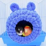 Bird Nest, Winter Warm Bird Nest House Parrot Bed Snuggle Hut for Cage, Plush Parrot Nest House for Conure, Cockatiel, Budgies, Lovebird, Parakeets, Small Pets (Blue)