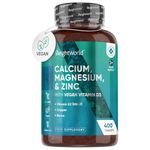 Calcium Magnesium Zinc and Vitamin D K2-1+ Year Supply (One A Day) - 400 Vegan Calcium Tablets with Vegan D3 & K2, Copper Manganese Boron Complex - Calcium Supplement for Bone, Skin, Muscle & Teeth