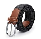 ZORO Stretchable Woven Fabric Belt For Men & Women,Fits On Upto 40 Inches Waist Size,Hole Free Design, Black