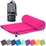 Fit-Flip Microfibre towel - compact, ultra lightweight & quick dry towel - the perfect gym, travel & beach towel - swimming towel for sports, camping & hiking (100x200cm pink + bag)