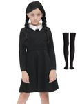 BesserBay Girl Halloween Long Sleeve Vintage Black Midi Dress Aline Party Outfit 9-10 Years