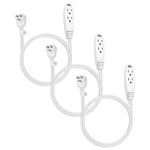 Aurum Cables 1-Foot 3 Outlet Extension Cord Indoor/Outdoor Extension Cord 16AWG 3 Pack - White - UL Listed