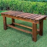 LSPYYDS Outdoor Garden Bench, 2-Person Wood Patio Bench Weatherproof Outdoor Backless Bench, Anti-Corrosion and Anti-Rust Garden Benches for Garden Lawn Porch Park Backyard (Carbonized,35.5''/90cm)