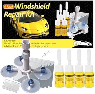 Windshield Crack Repair Kit, Windshield Repair Kit for Chips and Cracks, 4 Pcs Car Glass Repair Kit, Cracks Gone Glass Repair Kit Automotive Quick Fix for Chips, Cracks, Star-Shaped Crack, Bulls-Eye