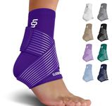 Sleeve Stars Ankle Brace for Sprained Ankle, Plantar Fasciitis Relief Achilles Tendonitis Brace, Ankle Support for Women & Men w/Strap, Heel Protector Wrap for Pain & Compression (Single/Dark Purple)