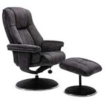 The Denver Swivel Recliner Chair & Footstool - Fabric - Liquorice