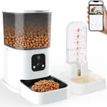 Abdtech Automatic Cat Feeder Dispenser: Pet Water Dispenser- Automatic Cat Feeder with 2 Camera - 5L Auto Dogs Feeder - Cat Food Bowl - Gravity Cat Feeder