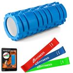 Foam Roller Blue with 3 Resistance Level Bands - Lightweight Foam Rollers for Muscles Provides Relief from Pain Fatigue Improves Tissue Recovery - Massage Roller for Gym, Yoga Pilates