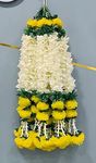 Abhaas 10pc Handmade Artificial Jasmine Gajra Marigold Garland Rajnigandha Tassels & Bells Traditional Decor for Diwali/Wedding/Festivals (Gajra+Marigold (10PC /27Inch))