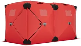 GarveeLife Ice Fishing Insulated Tent, Large Pop-Up Portable Hub-Style Ice Fishing Shelter, 6-7 Person Shelter 68 Square Feet of Fishable Area