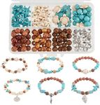 SUNNYCLUE 1 Box 6 Sets Ocean Bracelet Making Kit Sea Turtle Beads Turtle Charm Starfish Charms Wood Beads Summer Ocean Beads Sea Animal Beads Blue Turquoise Shell Beads for Jewellery Making Kits