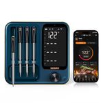 INKBIRD Wireless Meat Thermometer with 4 Probes, WiFi 5G and Bluetooth Meat Thermometer with Multifunctional Display Base, 5 Built-in Sensors, IP67 Waterproof, for Grill, Oven, Smoker, Rotisserie, BBQ