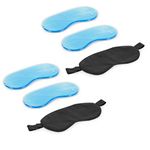 Navaris Gel Eye Mask Set (4 Gel Packs + 2 Covers) - Reusable Hot and Cold Masks - Freezer Ice Pack Compress for Cooling Eyes Forehead Face - Black