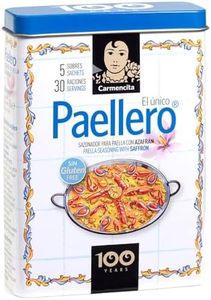 Carmencita. Paellero Paella Seasoning with Saffron (5 sackets) in metallic Tin. 20g (0.71oz)