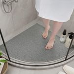 SIXHOME 80 * 80cm Sector Grey Loofah Shower Mats for Inside Shower Non Slip Soft Textured Anti Mould PVC Bath Mat for Bathroom Wet Shower Areas
