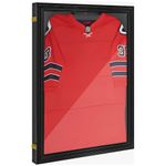 HOMCOM Jersey Display Frame Case, Acrylic Sports Shirt Shadow Box for Basketball Football Baseball (Black, 23.5" W x 31.5" H)