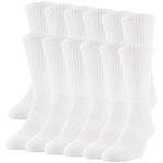 Gildan Men's Performance Crew Socks, 12-Pairs, White, Large