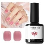 Modelones Nude Pink Gel Nail Polish, 1 Pcs 15ml Transparent Jelly Nude Sheer Pink Gel Polish, Soak Off Gel LED Salon DIY at Home Nail Manicure Gift for Women Girls