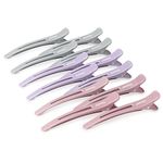 AIMIKE 12pcs Hair Clips for Styling Sectioning, No Crease Duck Billed Hair Clips with Silicone Band, Hair Styling Clips, Hair Roller Clips, Salon Hair Sectioning Clips, Hair Cutting Clips,Morandi