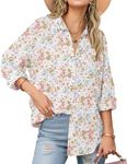 Zeagoo Long Sleeve Cotton Blouses for Women Oversized Button Down Shirts Apricot Blossom