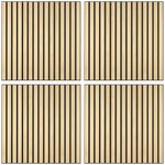 HOMCOM 24 x 24 Inches 3D Faux Wood Wall Panels, 4 Pack Acoustic Panels, Sound Absorbing and Proof Slat Wall for Interior Wall Decor, Home, Office, Studio, Oak