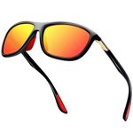 KANASTAL Orange Sunglasses Mens Mirrored Polarised Womens Sports Vintage Curved Lightweight Ladies Running Cycling UV Protection - Black Frame Orange Lens