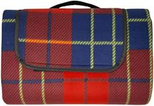 Adore Home 150x200cm Extra Large Outdoor Picnic Blanket with Waterproof Reverse and Soft Fleece Top, Red Check