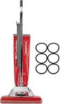 Sanitaire SC899F Commercial Shake Out Bag Wide Upright Vacuum Cleaner with 7 Amp Motor, 16" Cleaning Path w/6 Belts Included Bundle (SC899 + 6 Belts)