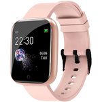 Texton Waterproof D20 Touchscreen Smart Watch Bluetooth Smartwatch with Blood Pressure Tracking, Heart Rate Sensor and Basic Functionality for All Women,Men, Boys & Girls Wristband -Rosegold