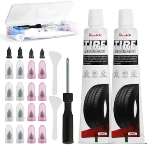 Tire Repair Kit, Tire Repair Glue 100ml, Tire Repair Rubber Nail 20 Pcs, Screw in Tire Plugs Kit, Fast Self-Service Tire Repair Screws Kit for Car, Motorcycle, Bike, Truck, Tractor, Garage