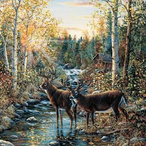 Brewster Round The World 259-72024 Pre-Pasted Wall Mural Wild Deer, 72-Inch Height x 72-Inch Width