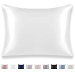 Texbee Silk Pillow Cases Both Sides Real Mulberry Silk Pillowcase with Hidden Zipper Queen Size for Women Men Comfortable Breathable 1PC(20"x30",Ivory White)