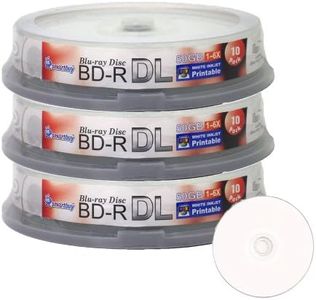 Smart Buy 30 Pack Bd-r Dl Printable White Inkjet 50gb 6X Blu-ray Double Layer Recordable Disc Blank Data Video Media 30-Discs Spindle