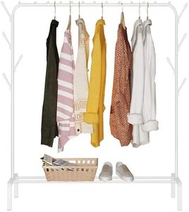 edihome, Stand Appendiabiti, 118 x 148 x 39 cm, Vestitore, Appendiabiti da Terra, Resistente, Metallico, con Supporto per Scarpe (Bianco)