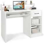 Tangkula White Desk with Drawer & K